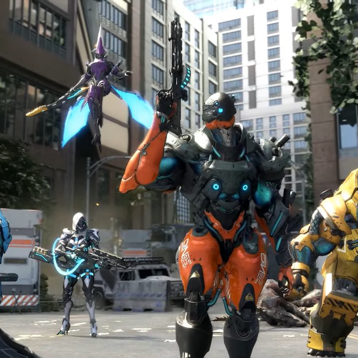 A team of exofighters on the street.