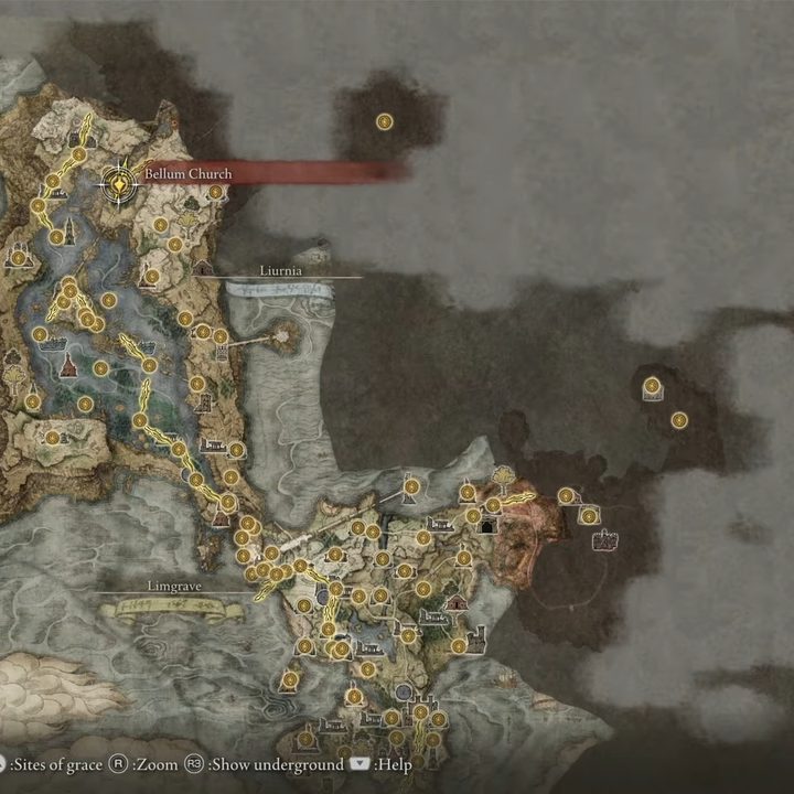 A zoomed-out map of The Lands Between.