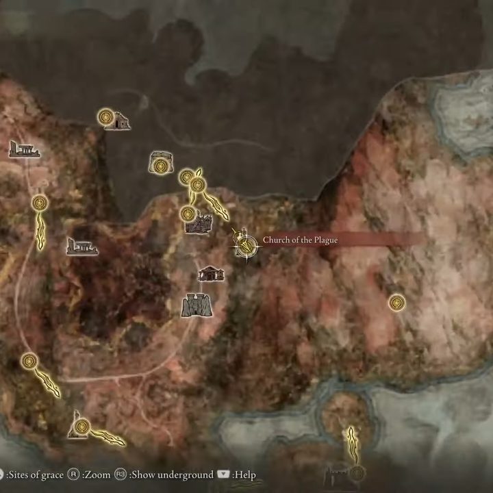 A map of a red area in Elden Ring.