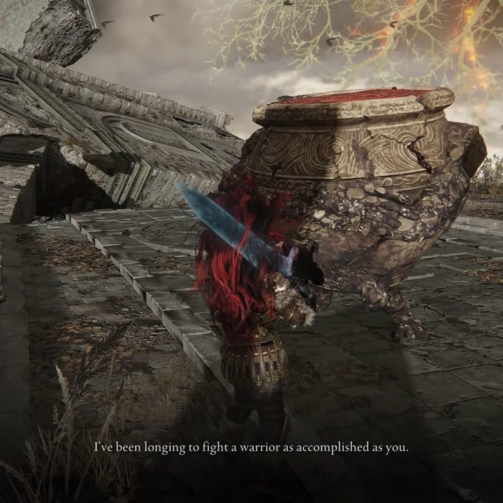 Alexander asking to fight a true warrior in Elden Ring.