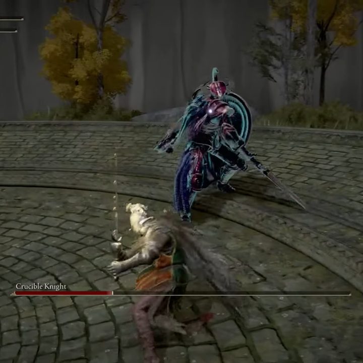 Two knights duel in Elden Ring..