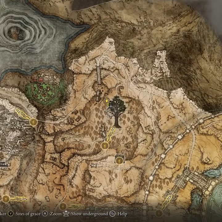 A map of the plateu area in Elden Ring.