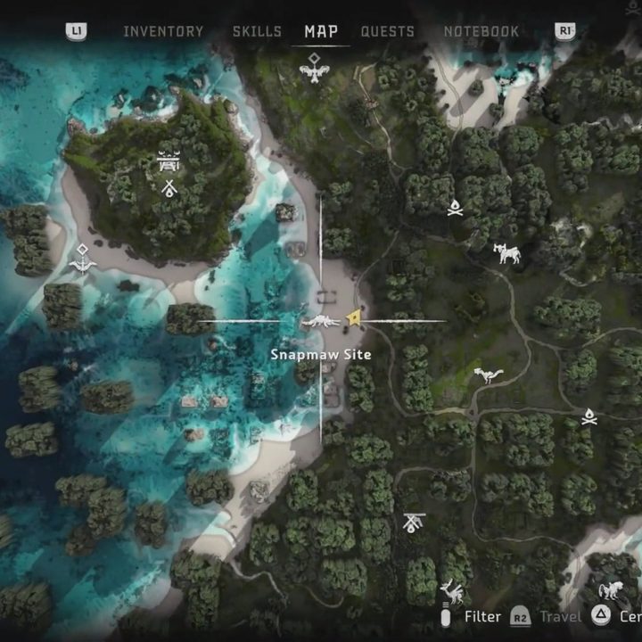 A map of a beach by the water.