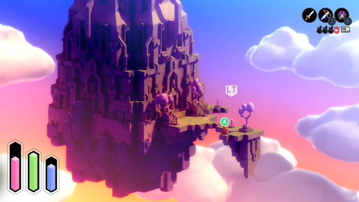 A massive floating castle in Tunic.