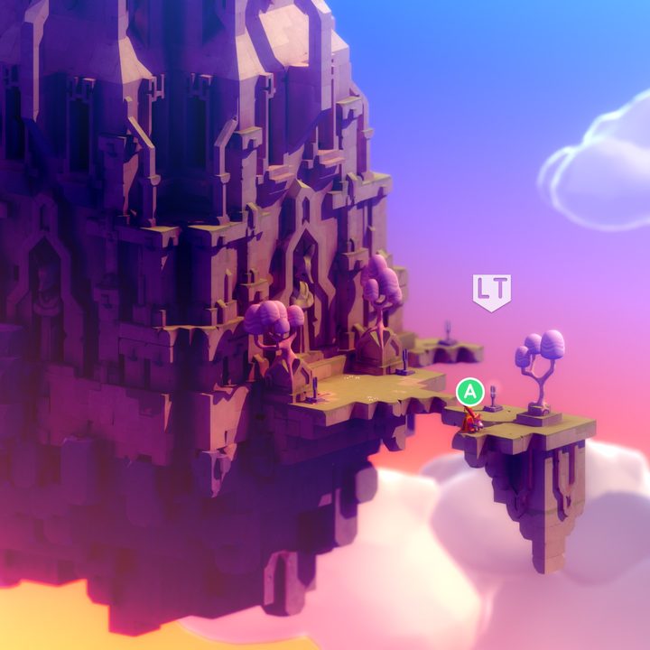 A massive floating castle in Tunic.