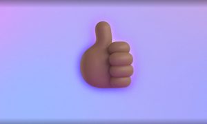 A 3D emoji of a thumbs up in Microsoft Teams.