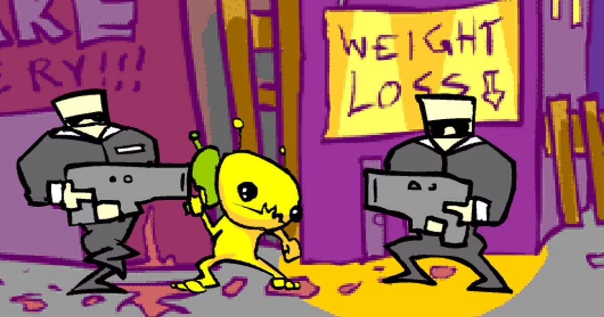 The hominid battling agents in Alien Hominid.