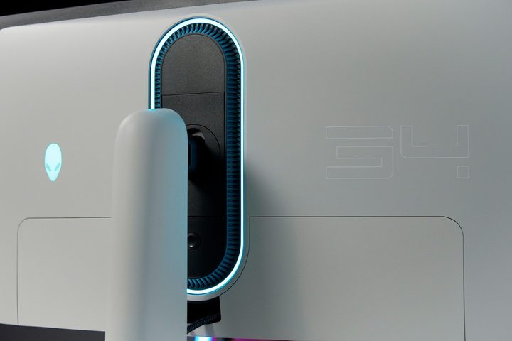 The back of the Alienware 34 QD-OLED monitor.
