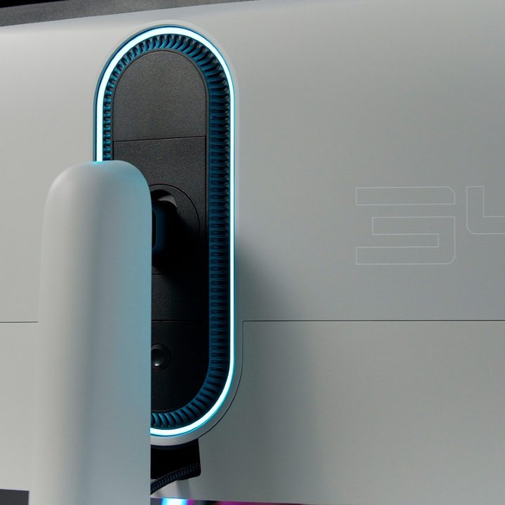 The back of the Alienware 34 QD-OLED monitor.