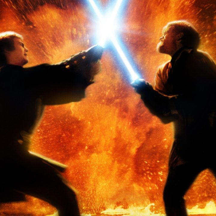 Official art of Anakin and Obi-Wan during their duel on Mustafar.