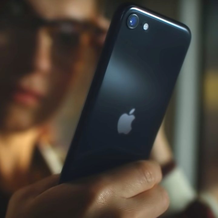 Apple iPhone SE 2022 in black color.