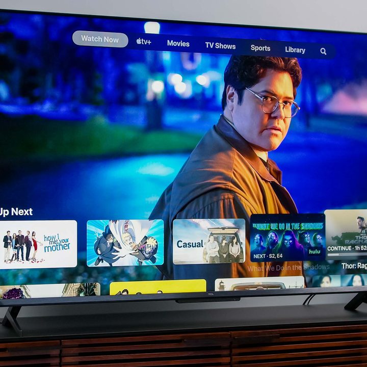 Apple 4K TV 'Watch Now' page on a TV.