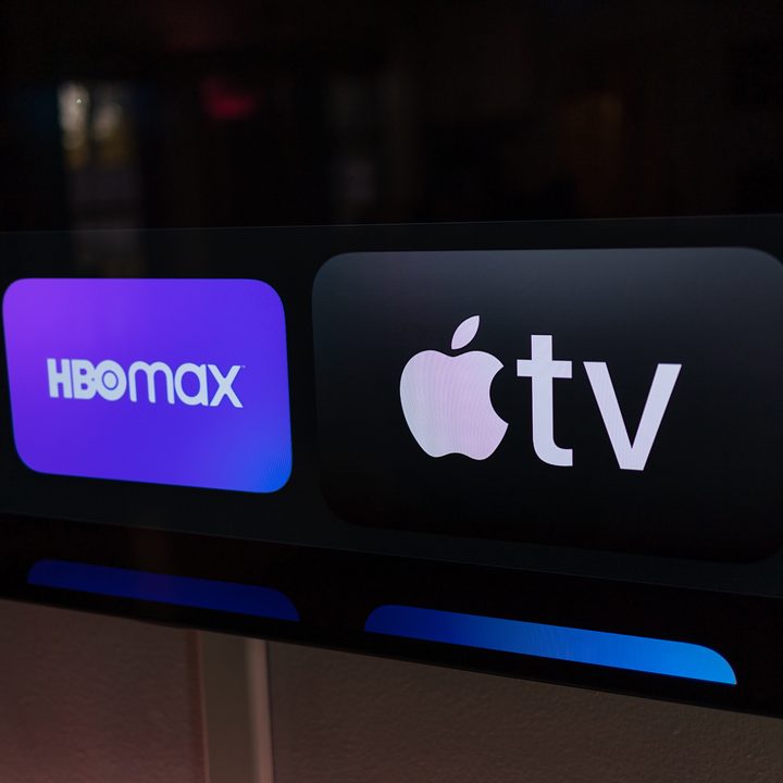 Apple TV+ and HBO Max app icons on Apple TV.