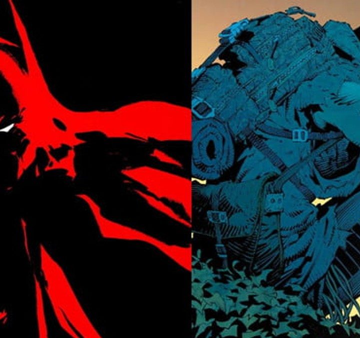 Batman in cover art for Dark Victory and Zero Year