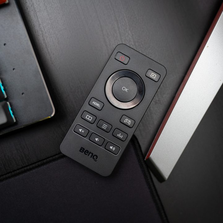 The remote for the BenQ Mobiuz EX3410R.
