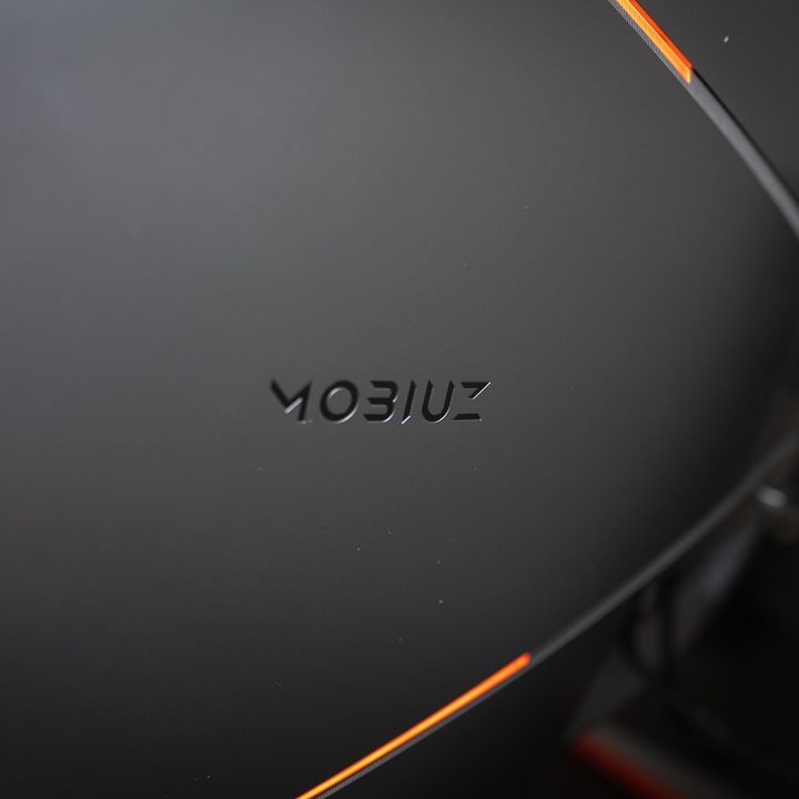 Mobiuz logo on the rear of the BenQ EX3410R monitor.