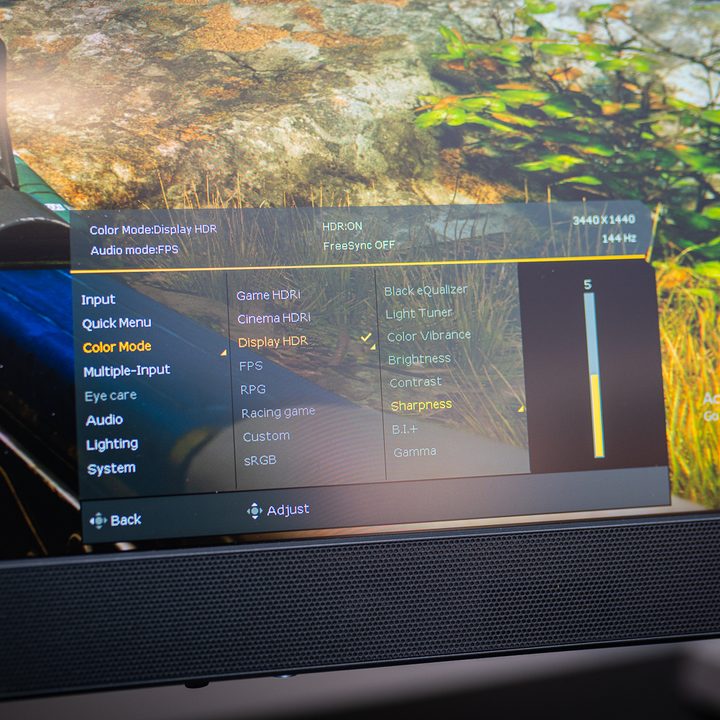 Menu on the BenQ EX3410R monitor.