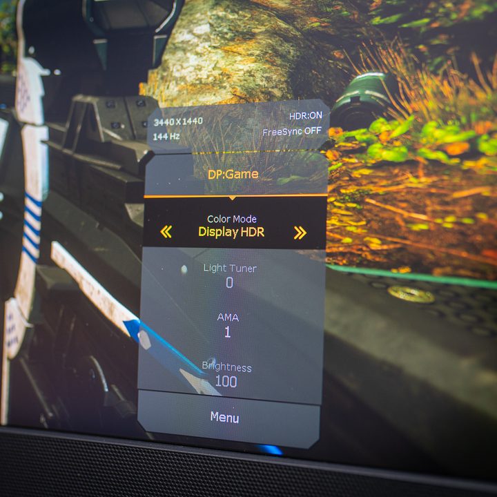 Quick access menu on the BenQ EX3410R.
