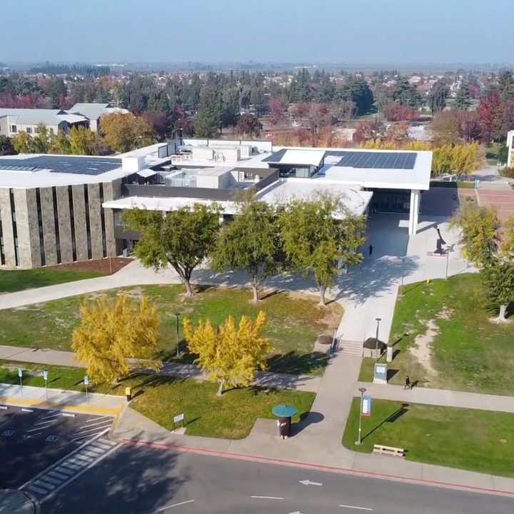 Aerial view of California State University Stanislaus.