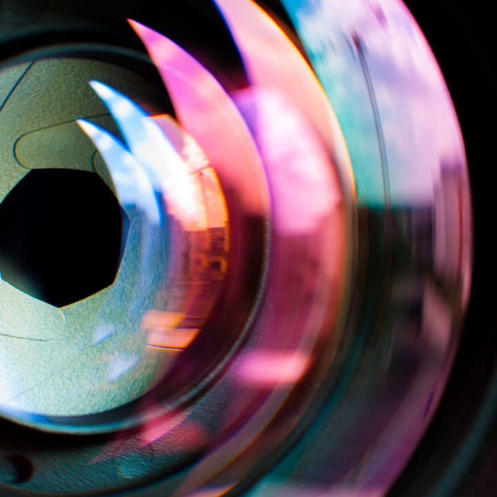 Camera lens with the aperture closed.