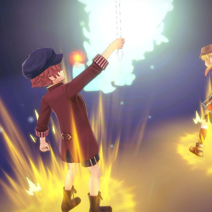 Cecil and Alice fight using a special spell in Rune factory 5.