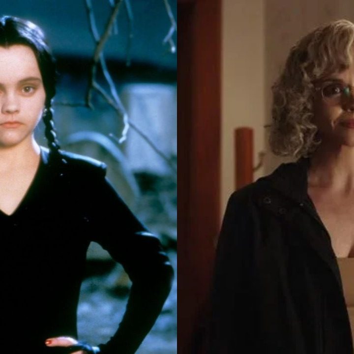 Split image of Christina Ricci in The Addams Family and Yellowjackets.