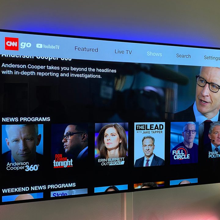 CNN app on a television.