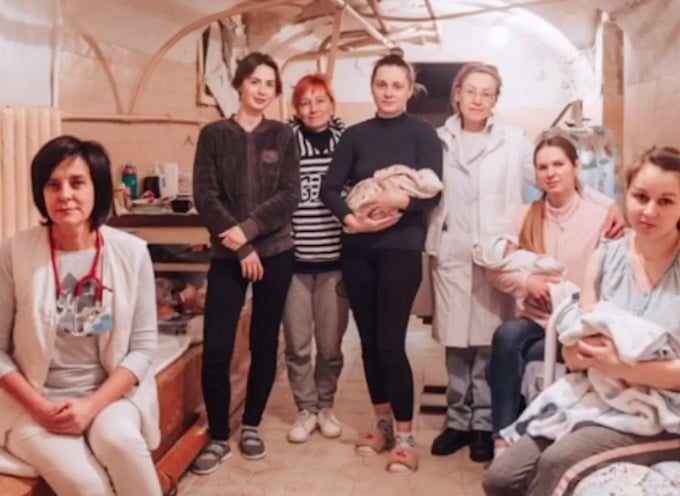 Iryna (far left), a doctor working in Ukraine.