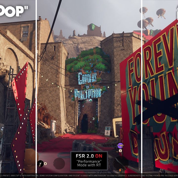 A comparison of AMD FSR in Deathloop.