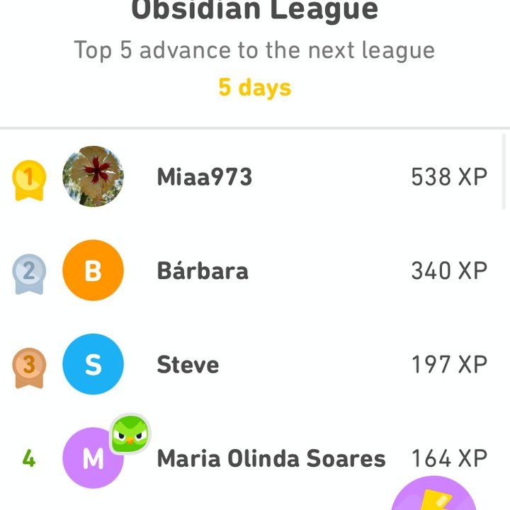 The leaderboard in Duolingo.