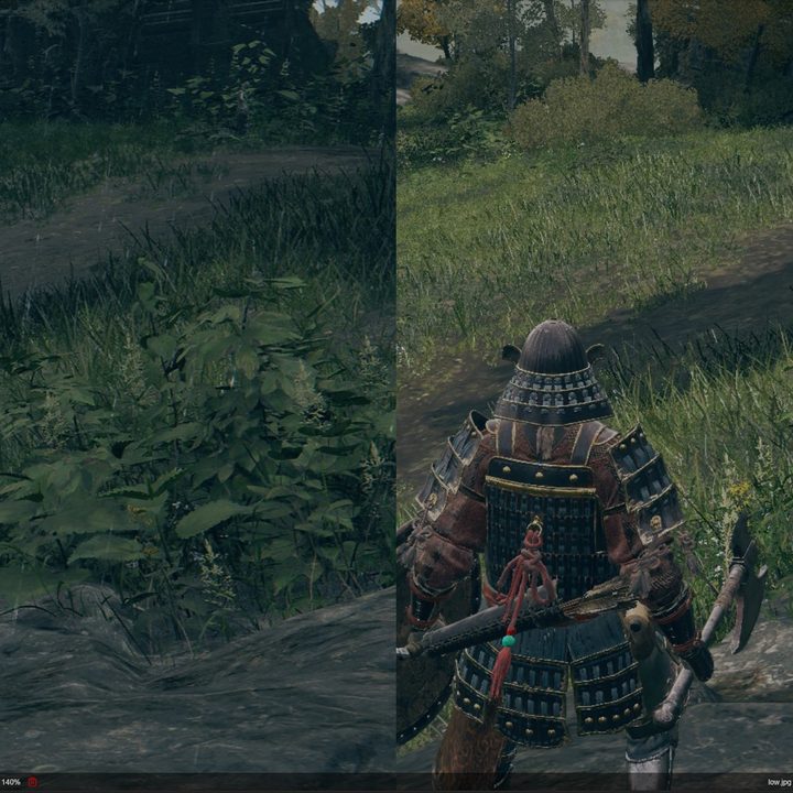 Image quality comparison in Elden Ring.