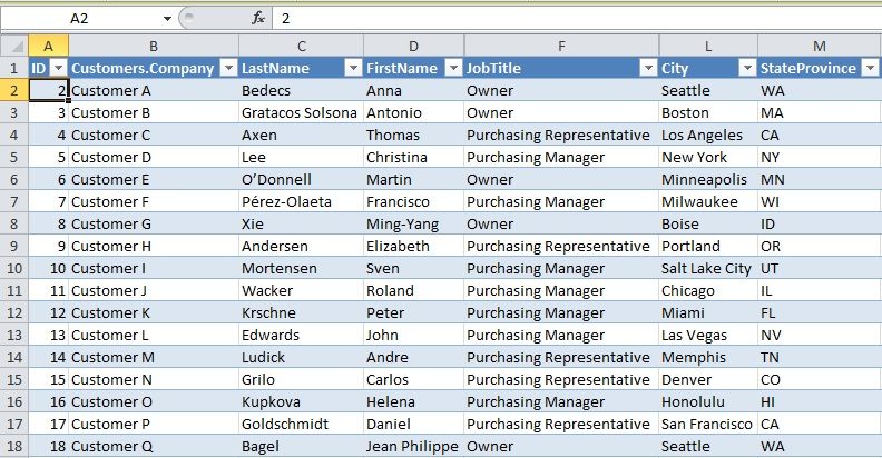 An Excel employee database.
