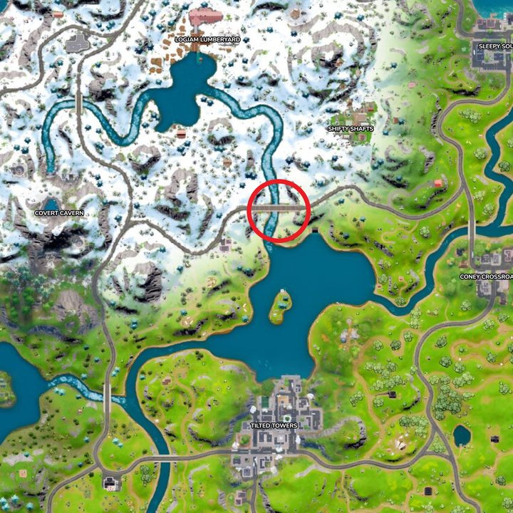 Map of Behemoth Bridge in Fortnite.