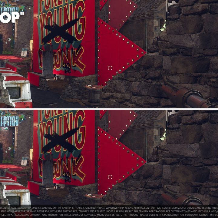 A comparison of FSR 2.0 in Deathloop.