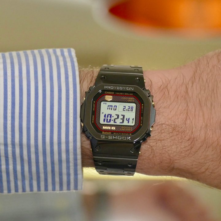 The G-Shock MRG-B5000B features a lock on the clasp.