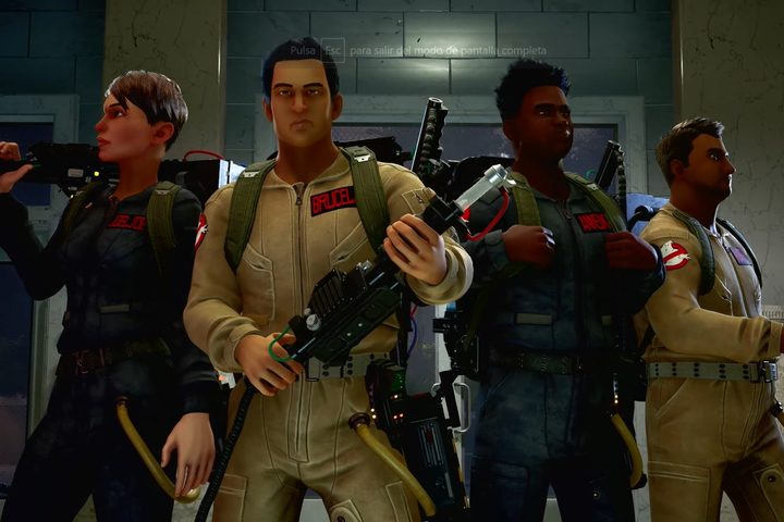 Four customizable Ghostbusters prepare to capture some ghosts in Ghostbusters: Spirits Unleashed.