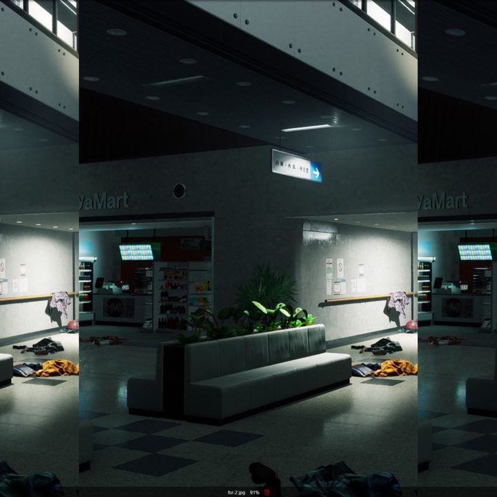 A comparison of FSR, TSR, and DLSS in Ghostwire Tokyo.