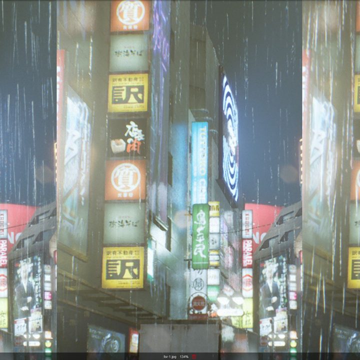 An upscaling comparison in Ghostwire Tokyo.
