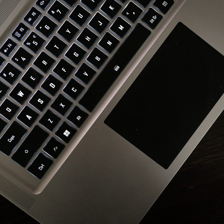 The keyboard and touchpad on the Gigabyte Aero 16.