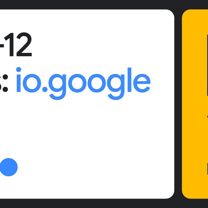 Google I/O 2022 date and hashtag logos.