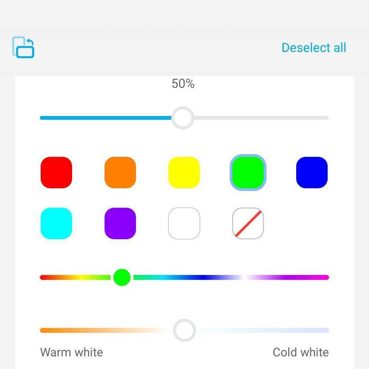 Screenshot of Govee app for changing color of a light tile.