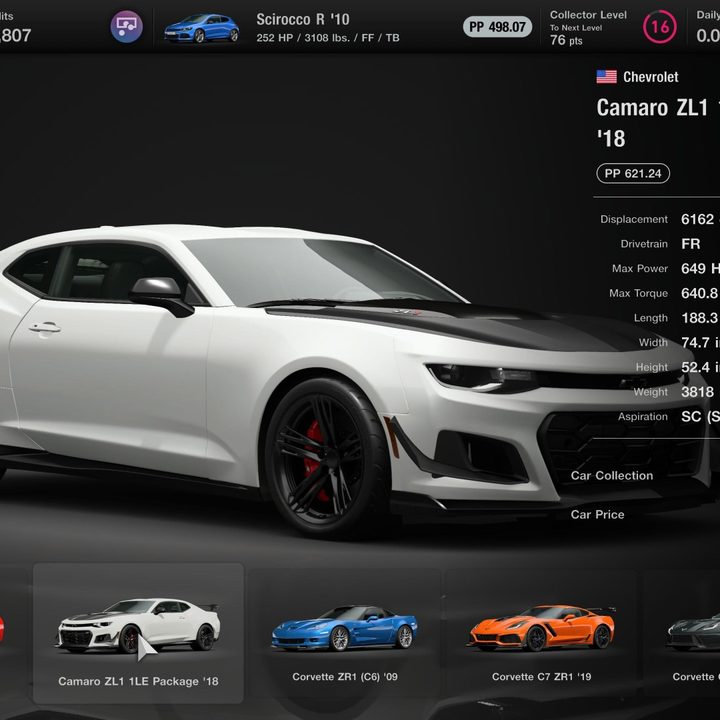 A shiny new Camaro is for sale at Brand Central in Gran Turismo 7.