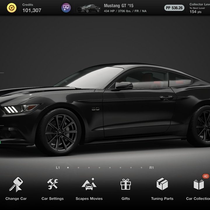 A Mustang GT '15 in Gran Turismo 7.