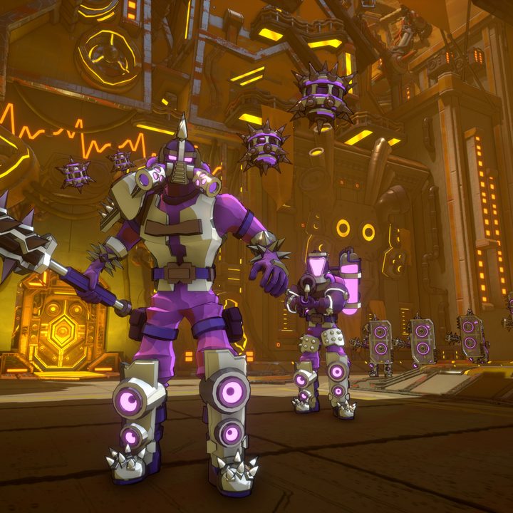Enemy robots stand in Gun Jam.