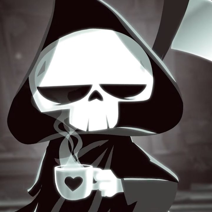 The Grim Reaper drinks coffee in Have a Nice Death.