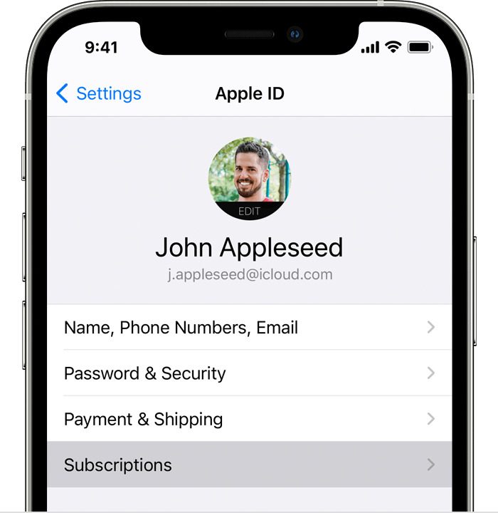 Apple app store subscriptions option.