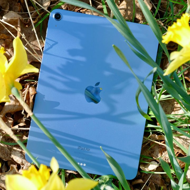 Apple iPad Air 5 with flowers.