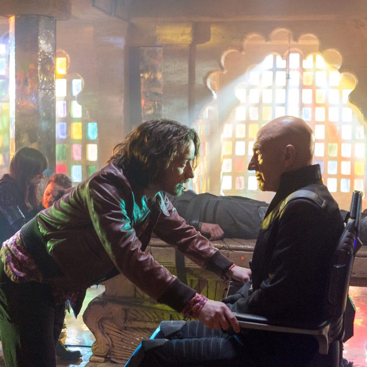 James McAvoy speaks with Patrick Stewart in 2014's X-Men: Days of Future Past.
