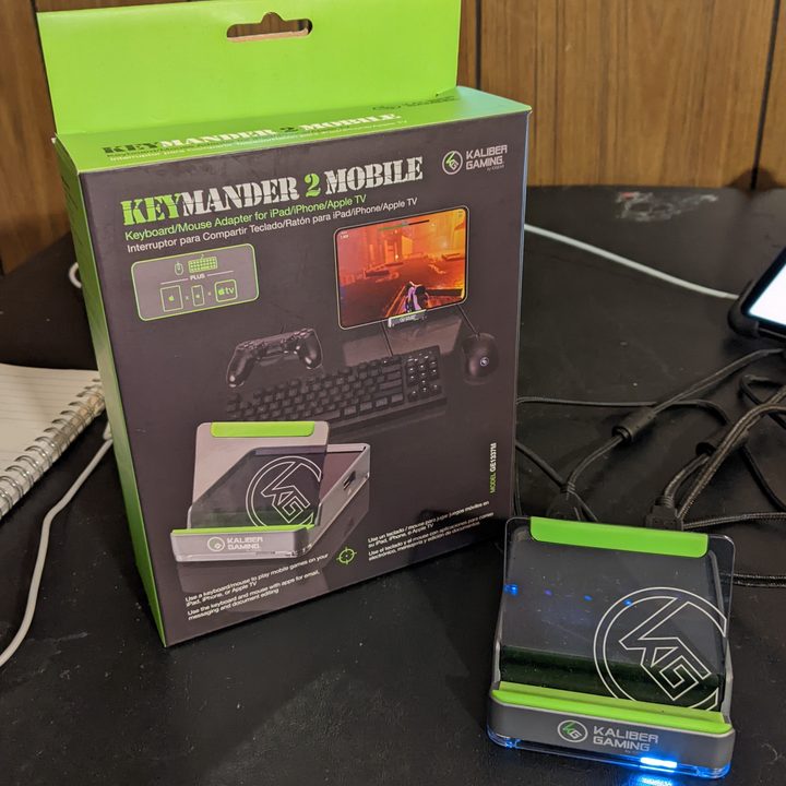 The Keymander 2 Mobile next to the box it comes in.