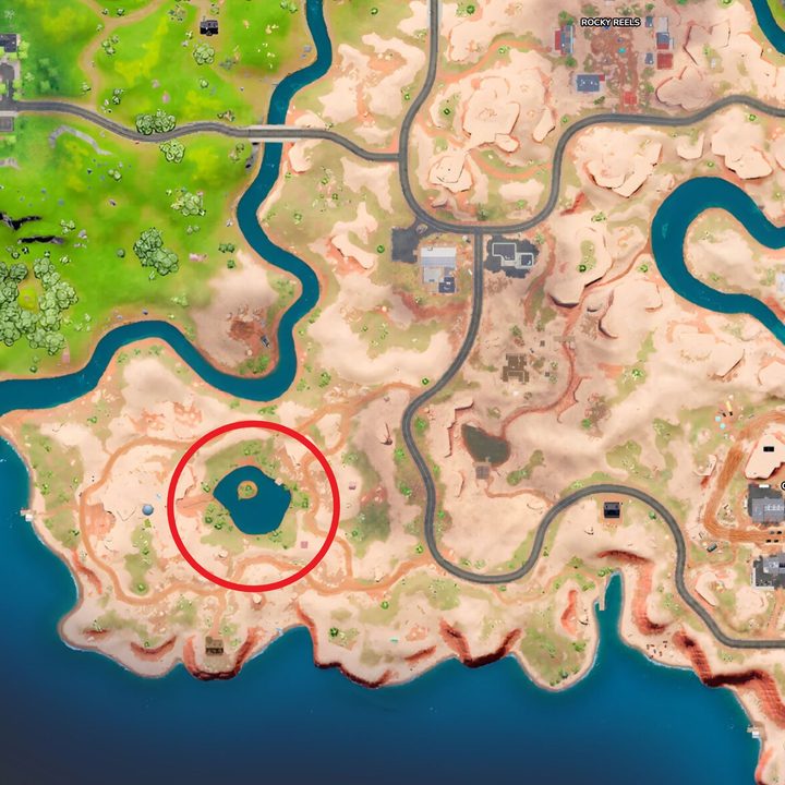 Map showing the location of a Klombo in Fortnite.